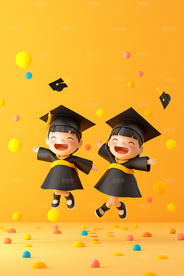 3D毕业生全身照学生模型