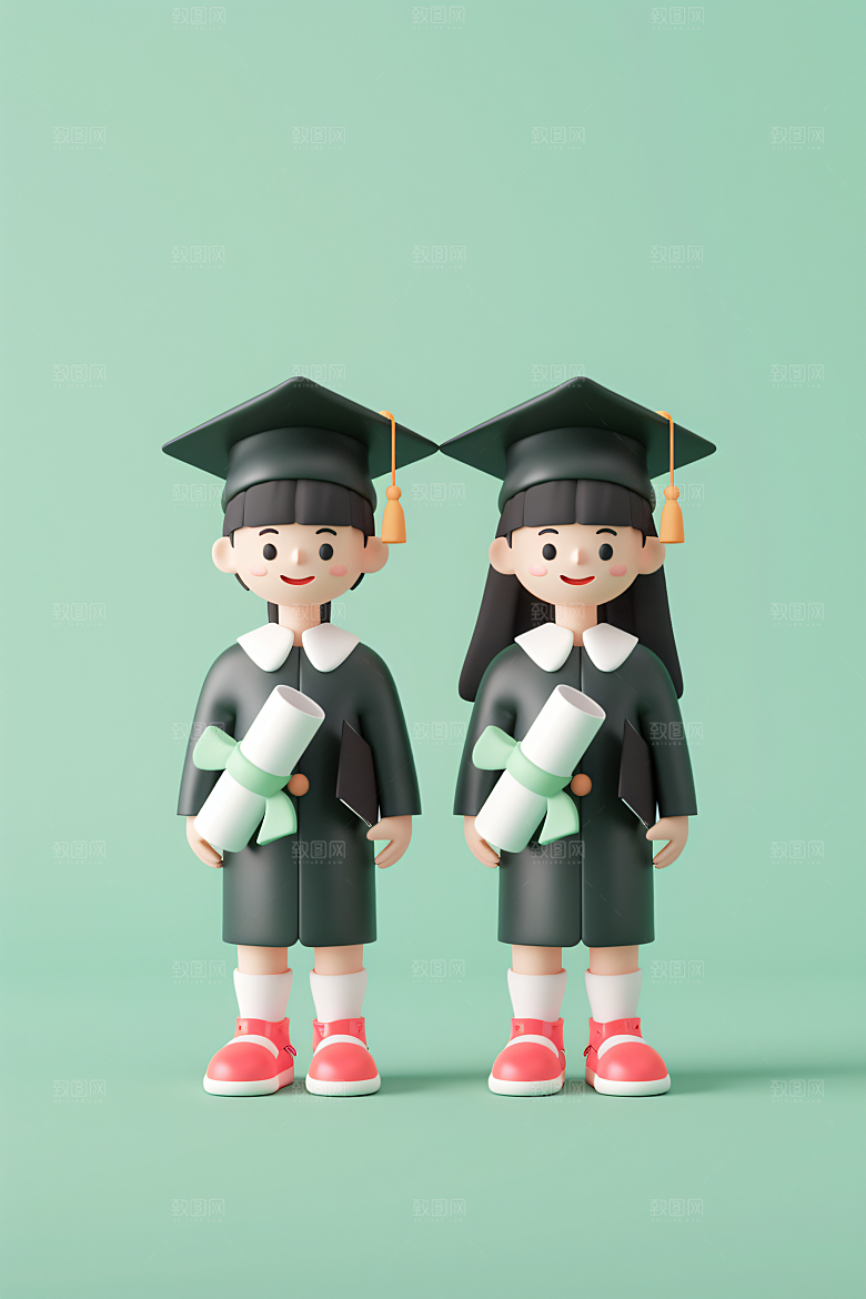 3D毕业生全身照学生模型