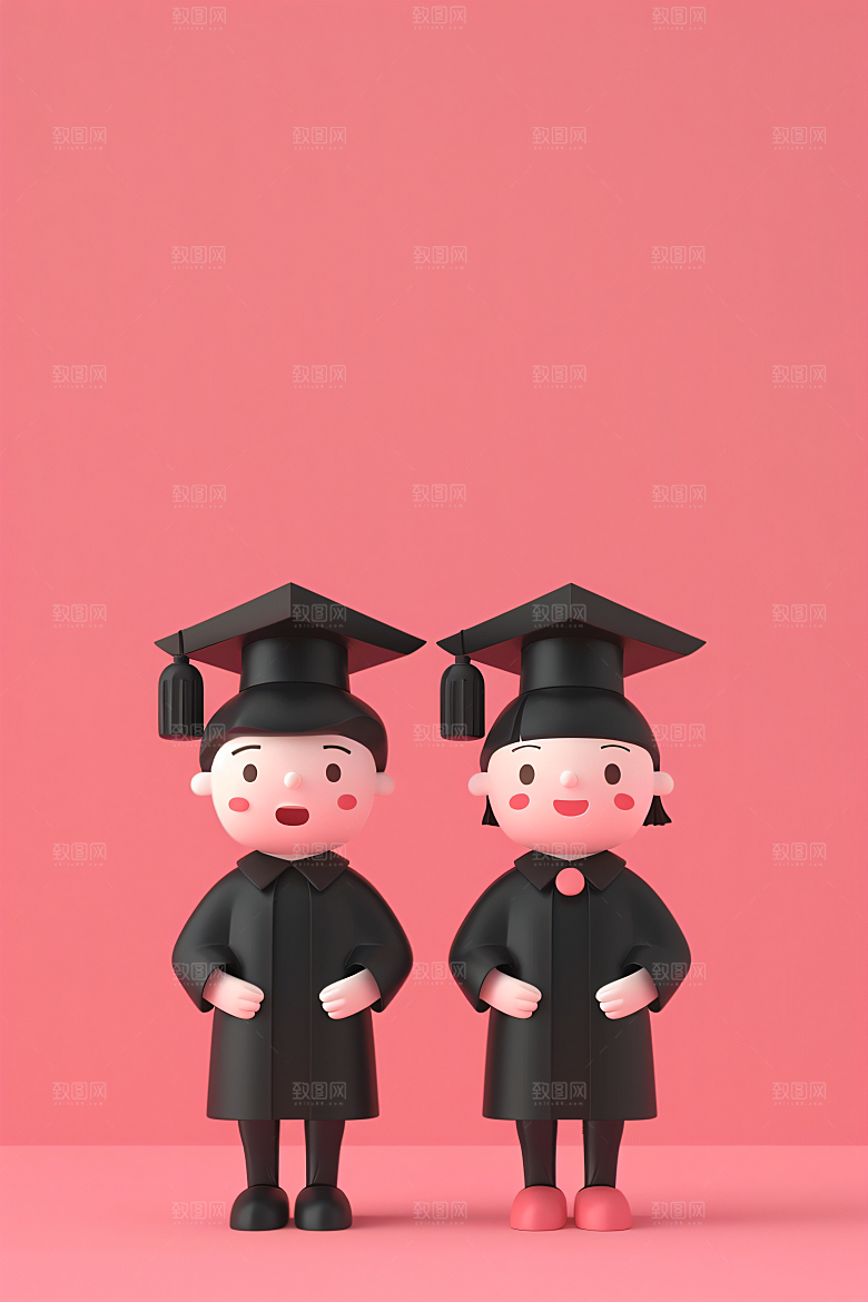 3D毕业生粘土人立体模型