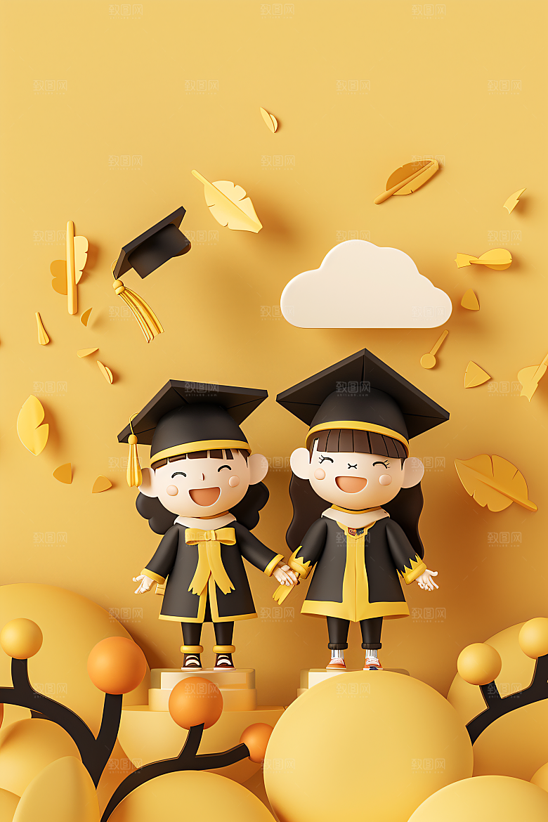 3D毕业生高清粘土人模型