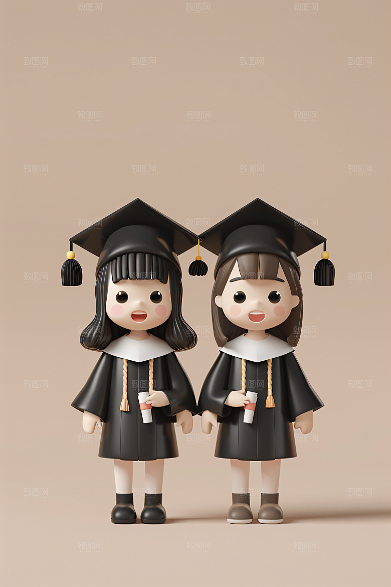 3D毕业生全身照学生模型