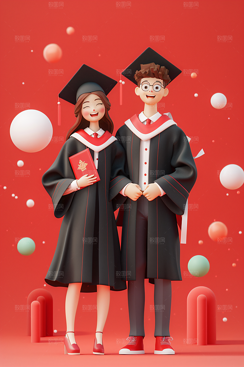 3D毕业生高清学生模型