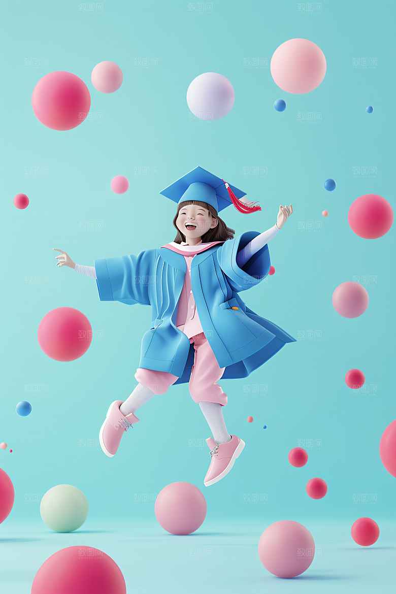 3D毕业生立体全身照模型