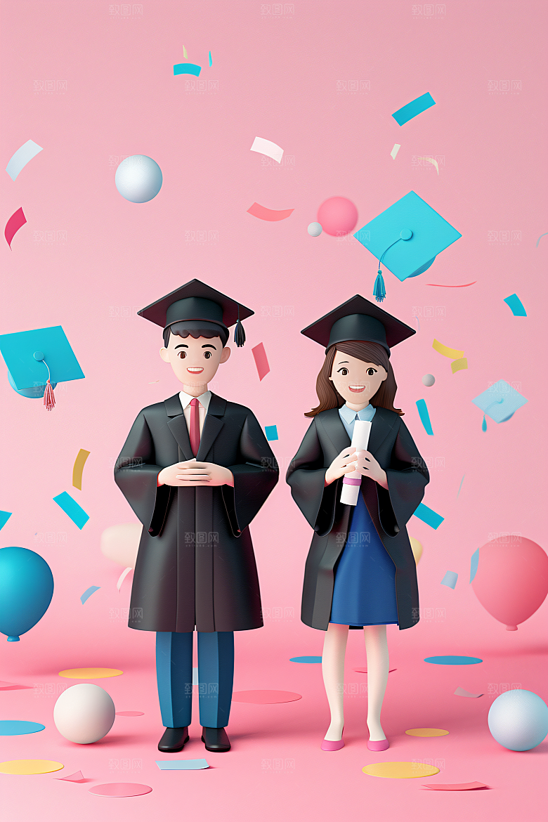 3D毕业生学生立体模型