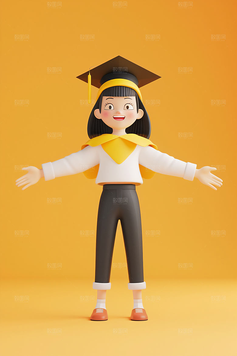 3D毕业生卡通C4D模型