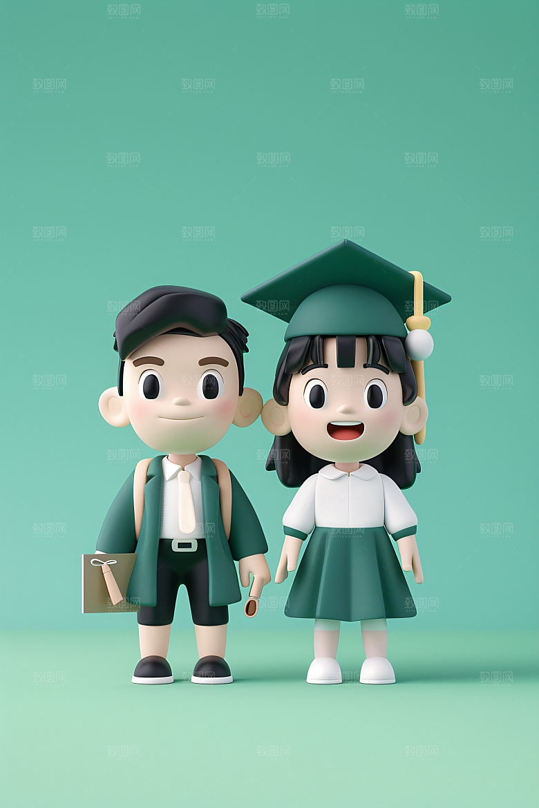 3D毕业生肖像人物模型