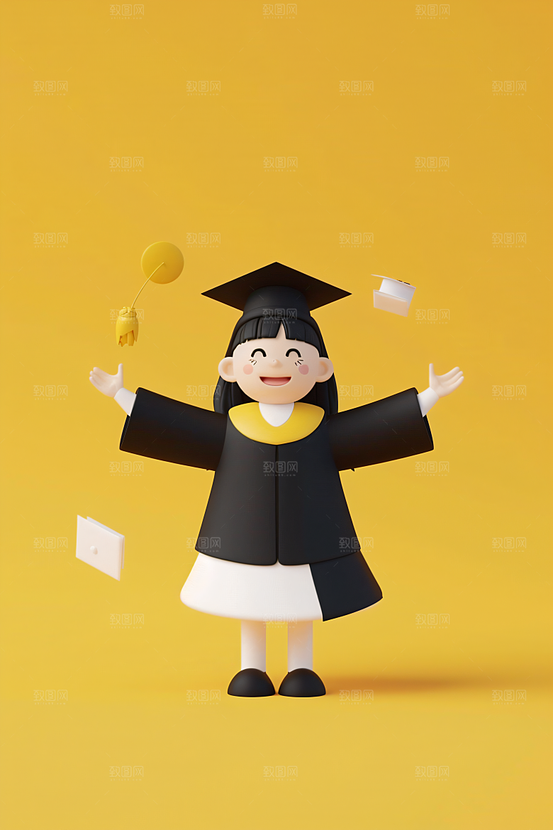 3D毕业生立体学生模型