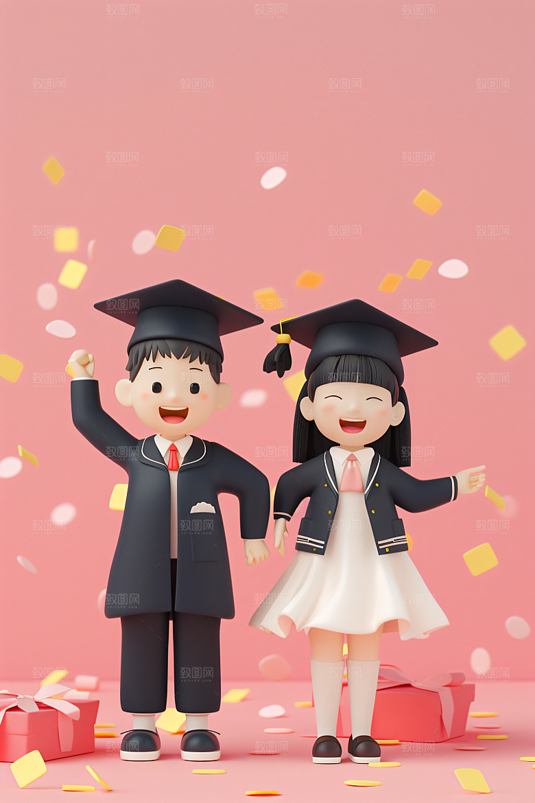 3D毕业生形象粘土人模型