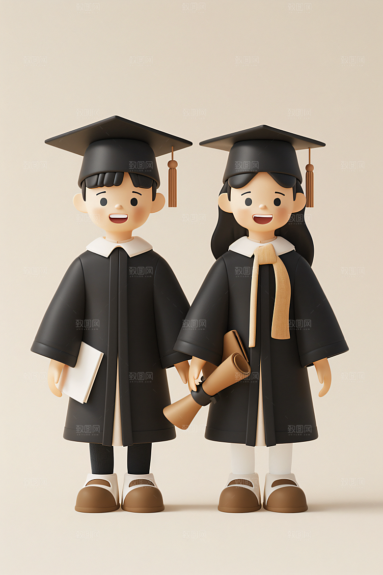 3D毕业生全身照学生模型
