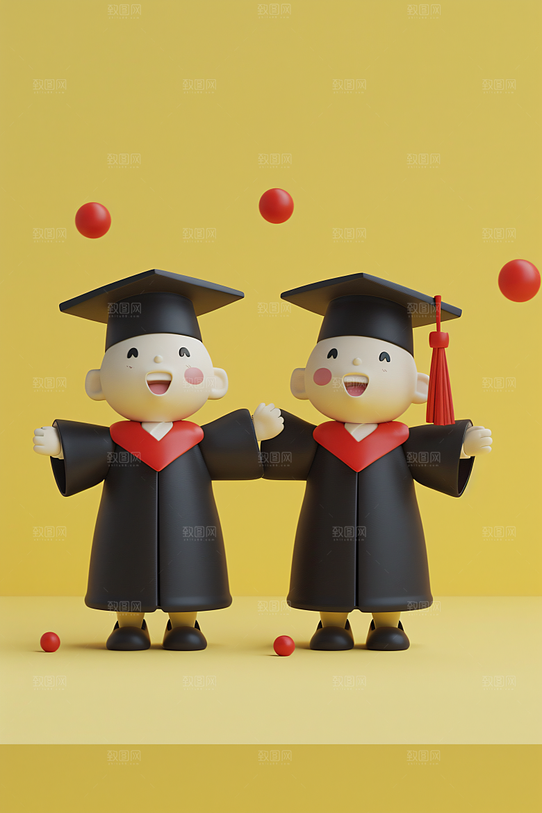 3D毕业生学生人物模型