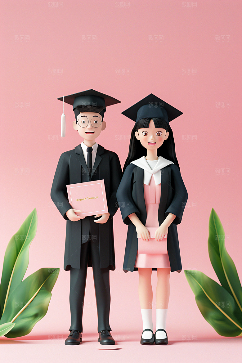 3D毕业生全身照学生模型