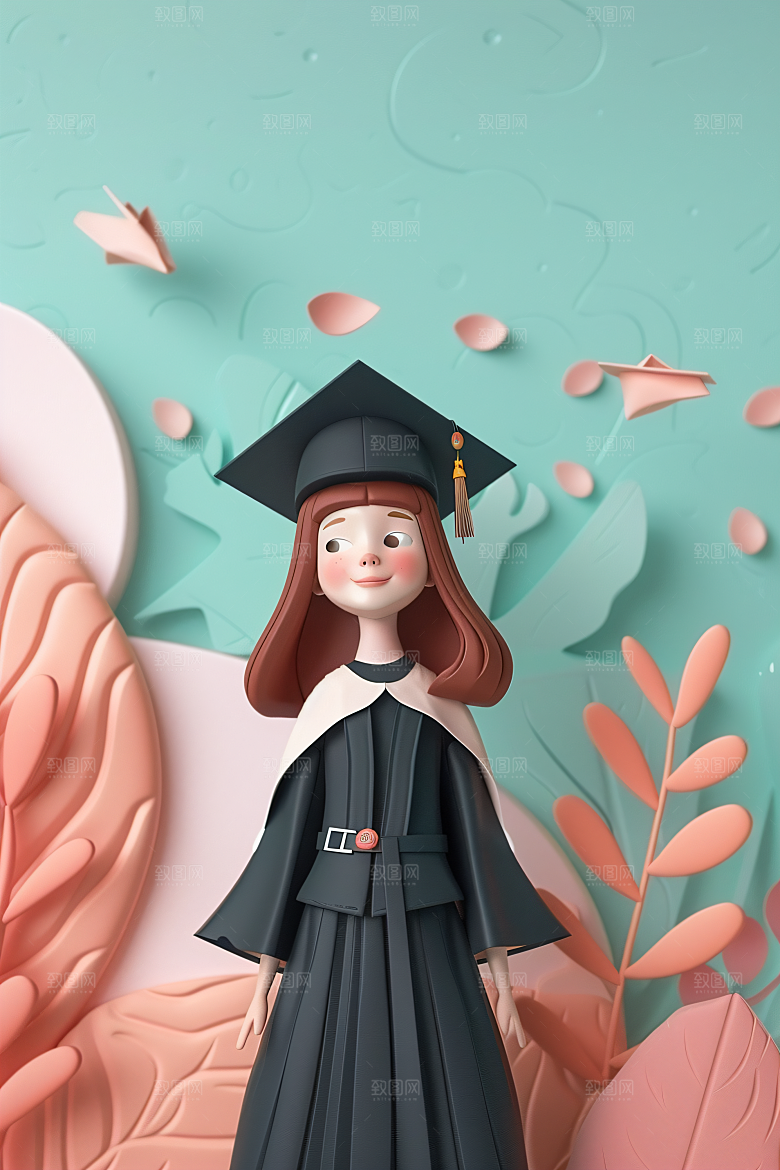 3D毕业生肖像学生模型