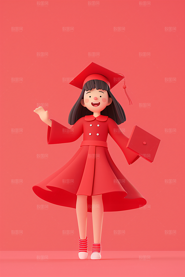 3D毕业生卡通高清模型