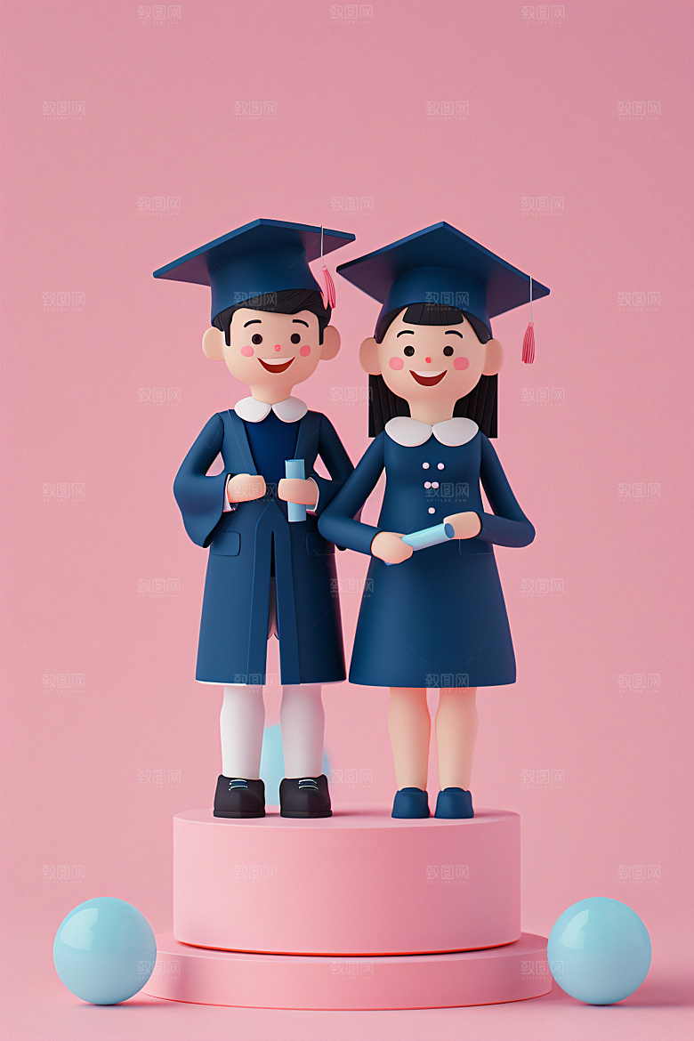 3D毕业生学生肖像模型