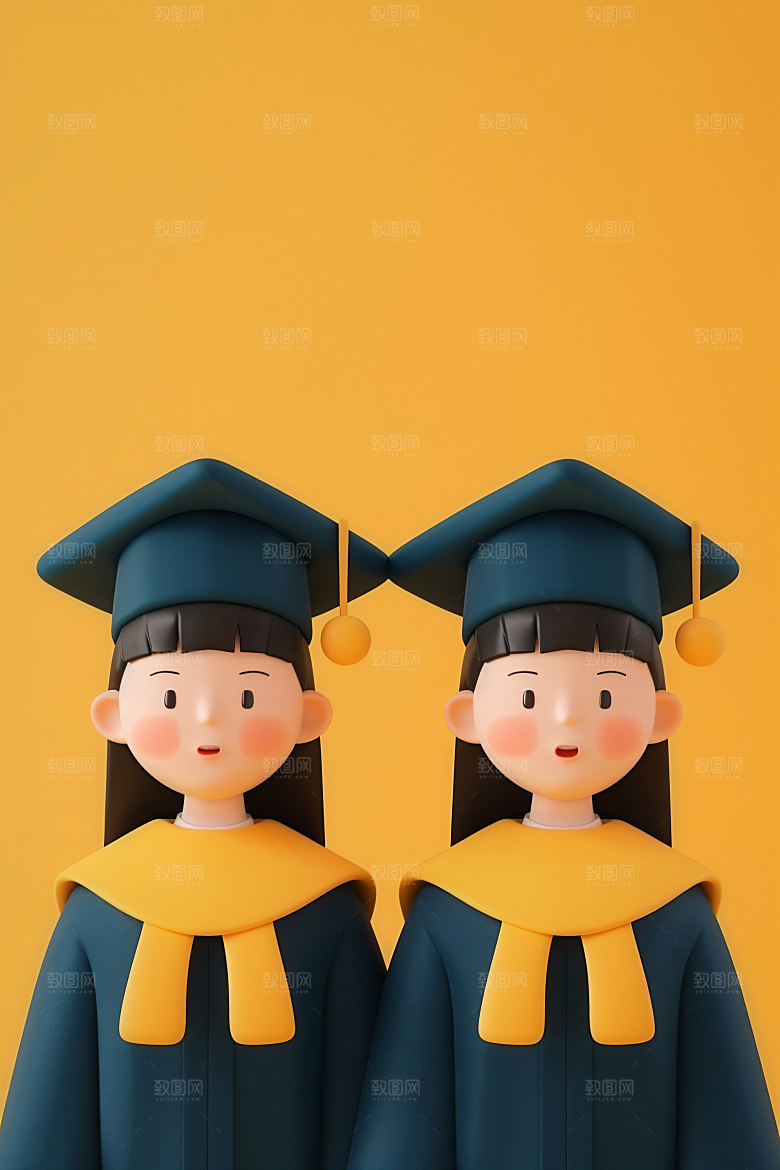 3D毕业生纯色背景C4D模型