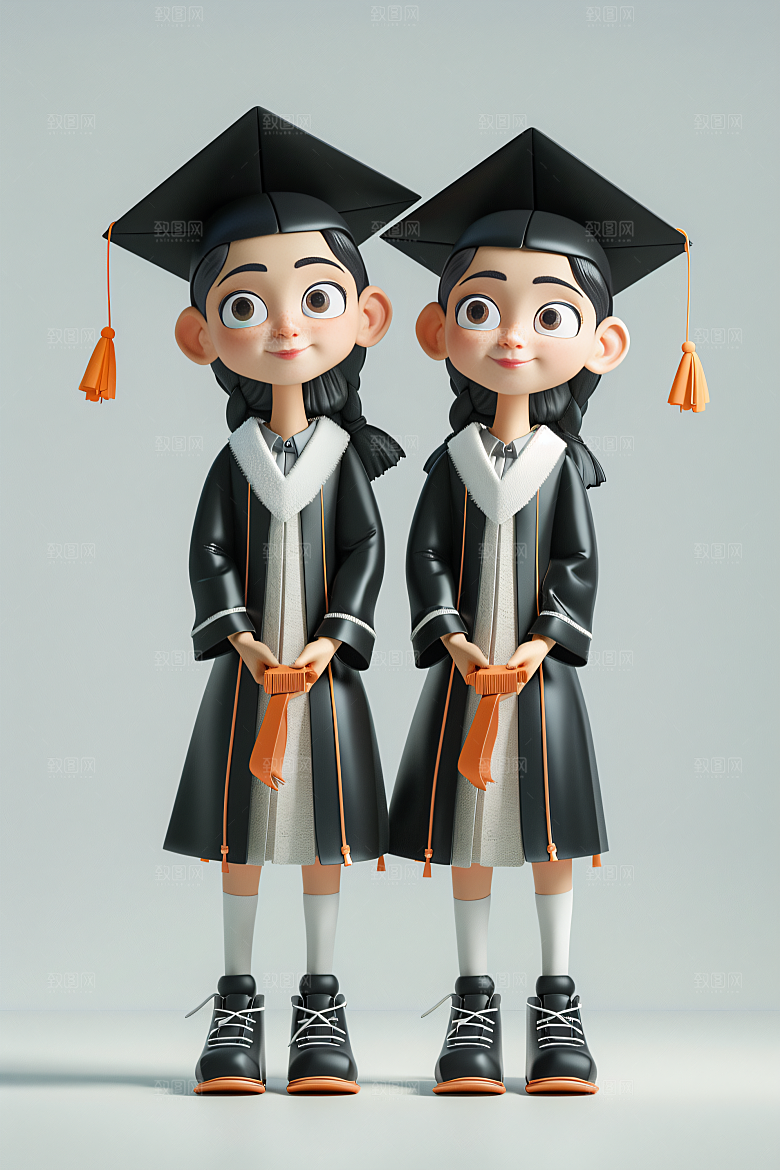 3D毕业生卡通立体模型