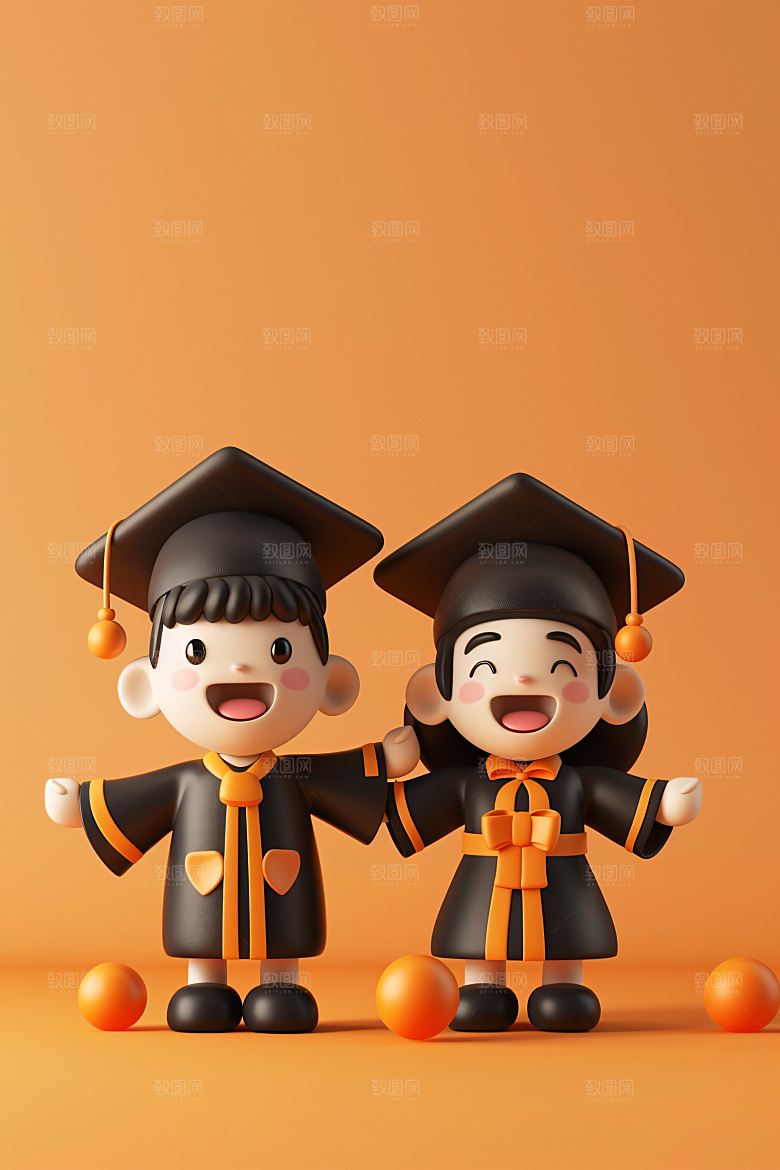 3D毕业生毕业季高清模型