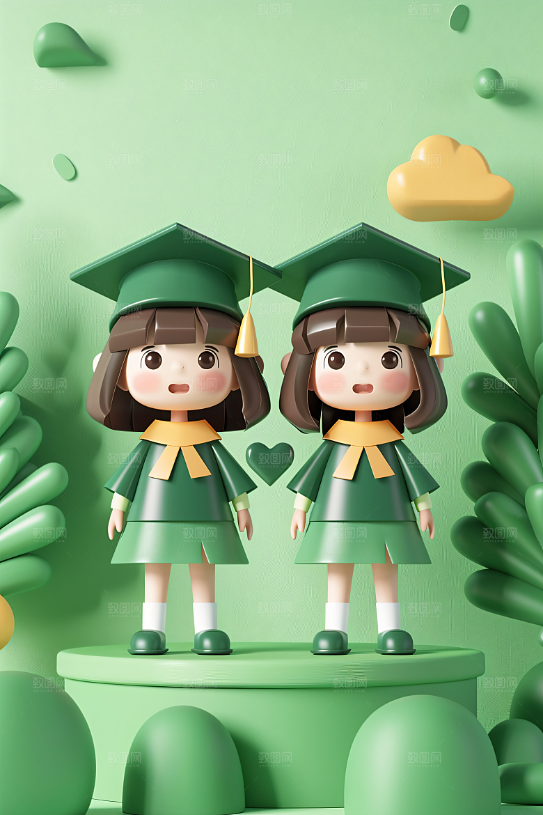 3D毕业生毕业季人物模型
