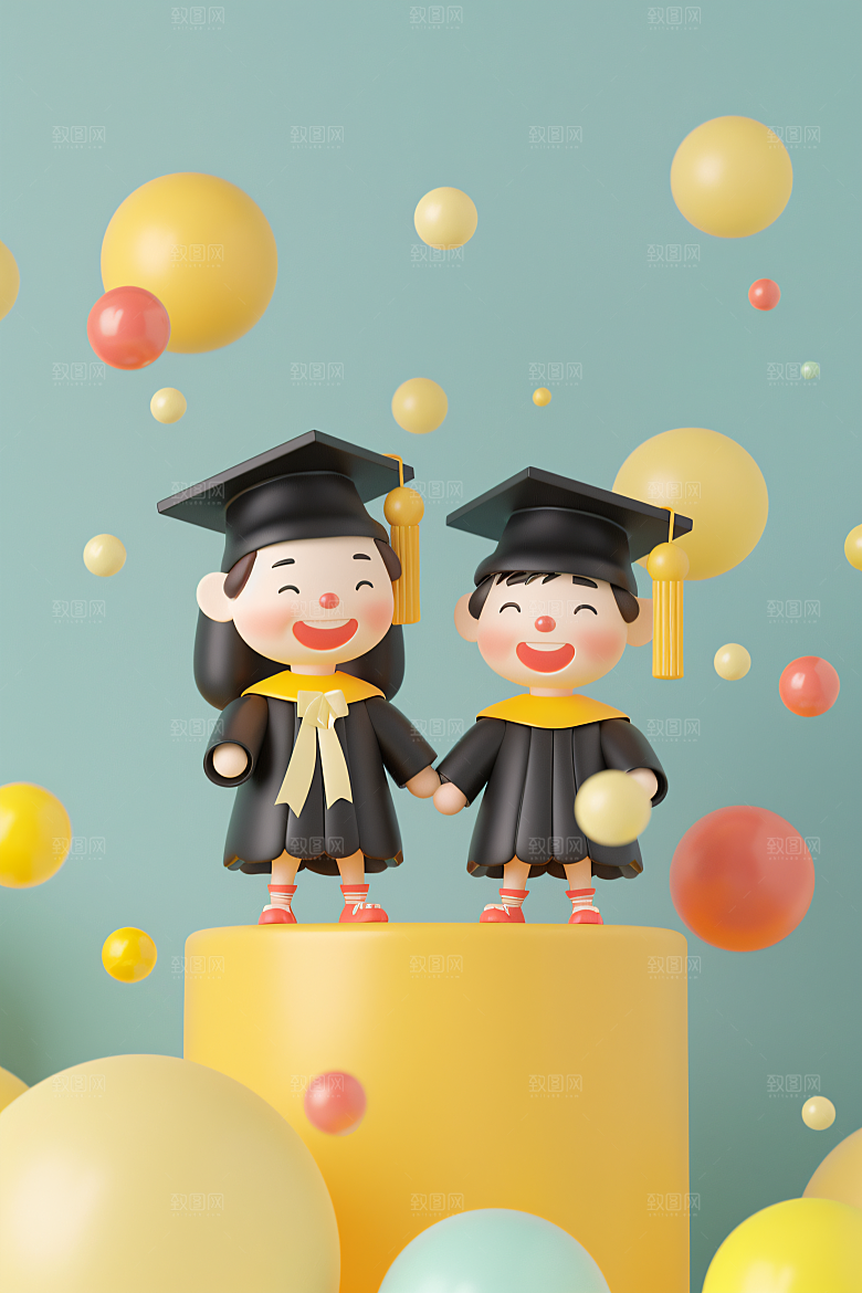 3D毕业生学生肖像模型