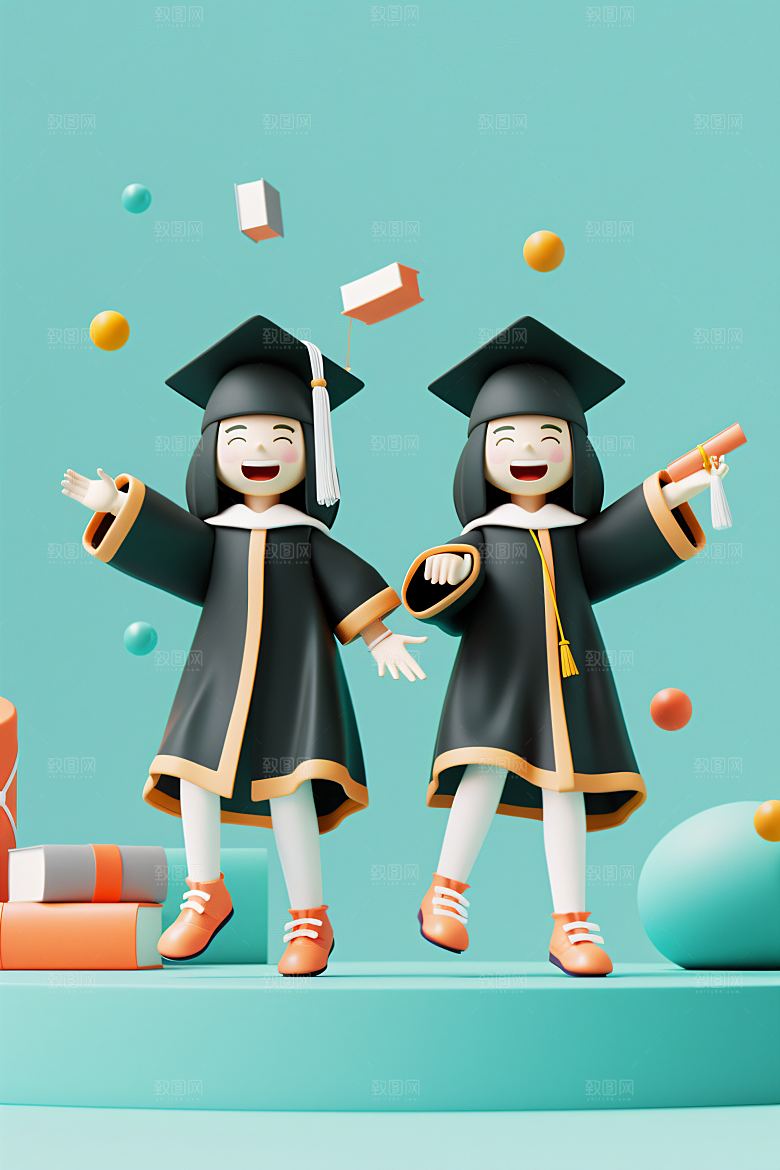 3D毕业生高清学生模型