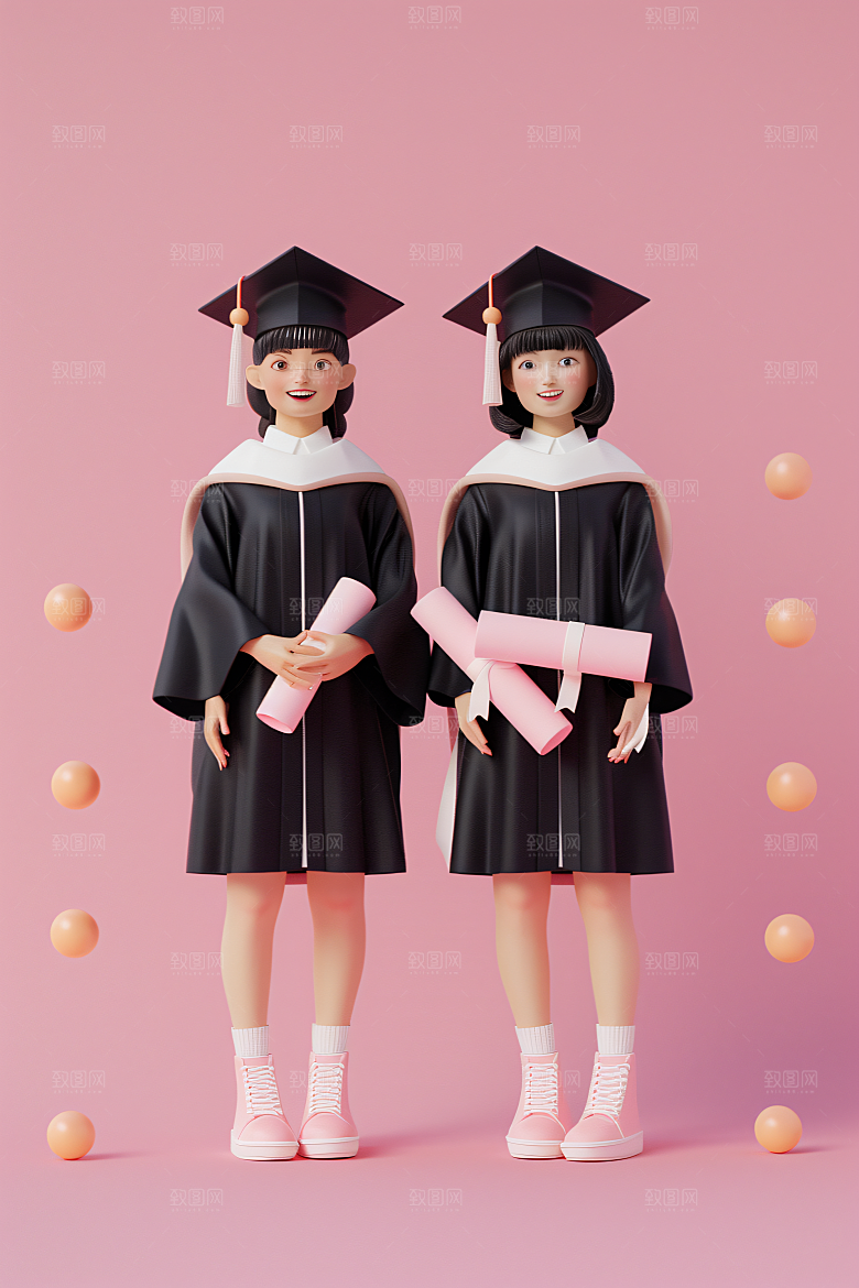 3D毕业生学生人物模型