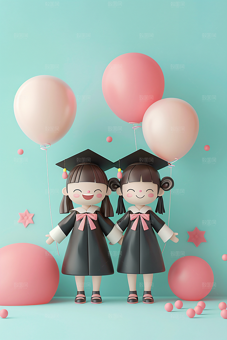 3D毕业生立体学生模型