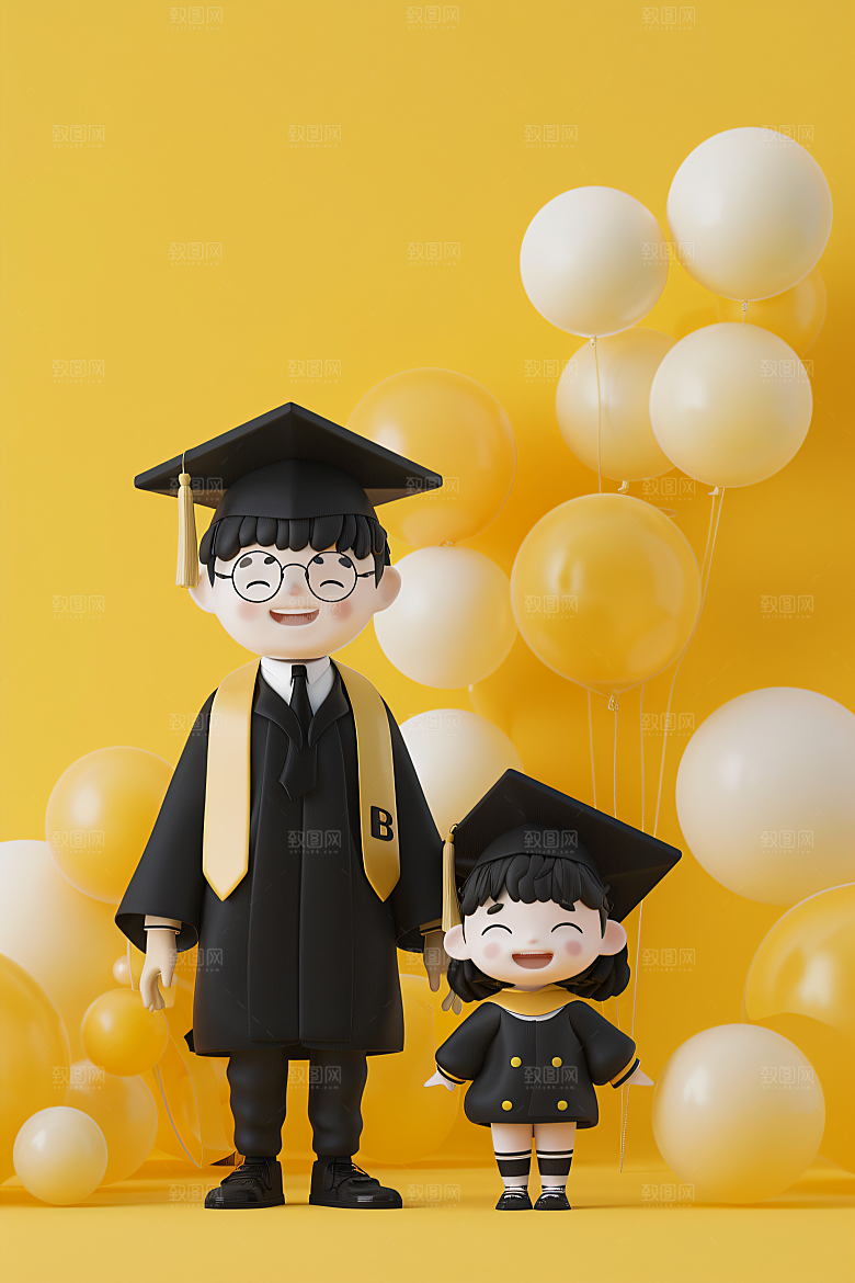 3D毕业生学生纯色背景模型