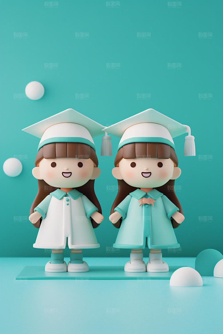 3D毕业生高清卡通模型