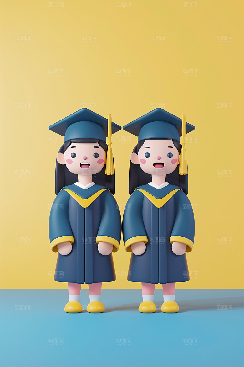 3D毕业生毕业季学生模型