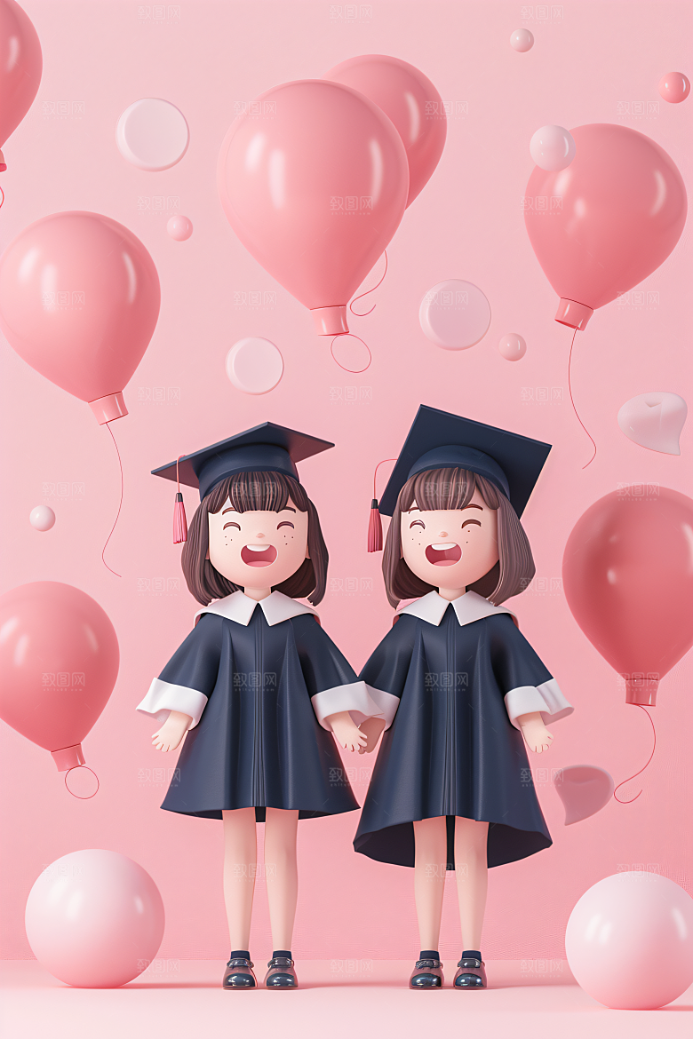 3D毕业生立体全身照模型