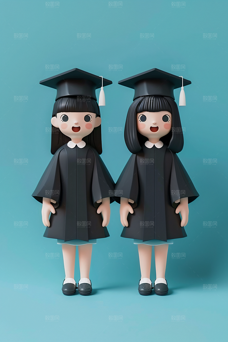 3D毕业生卡通形象模型