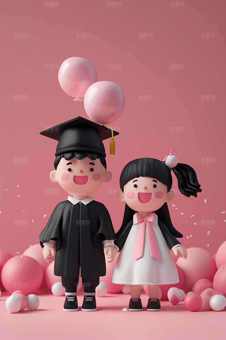 3D毕业生卡通立体模型