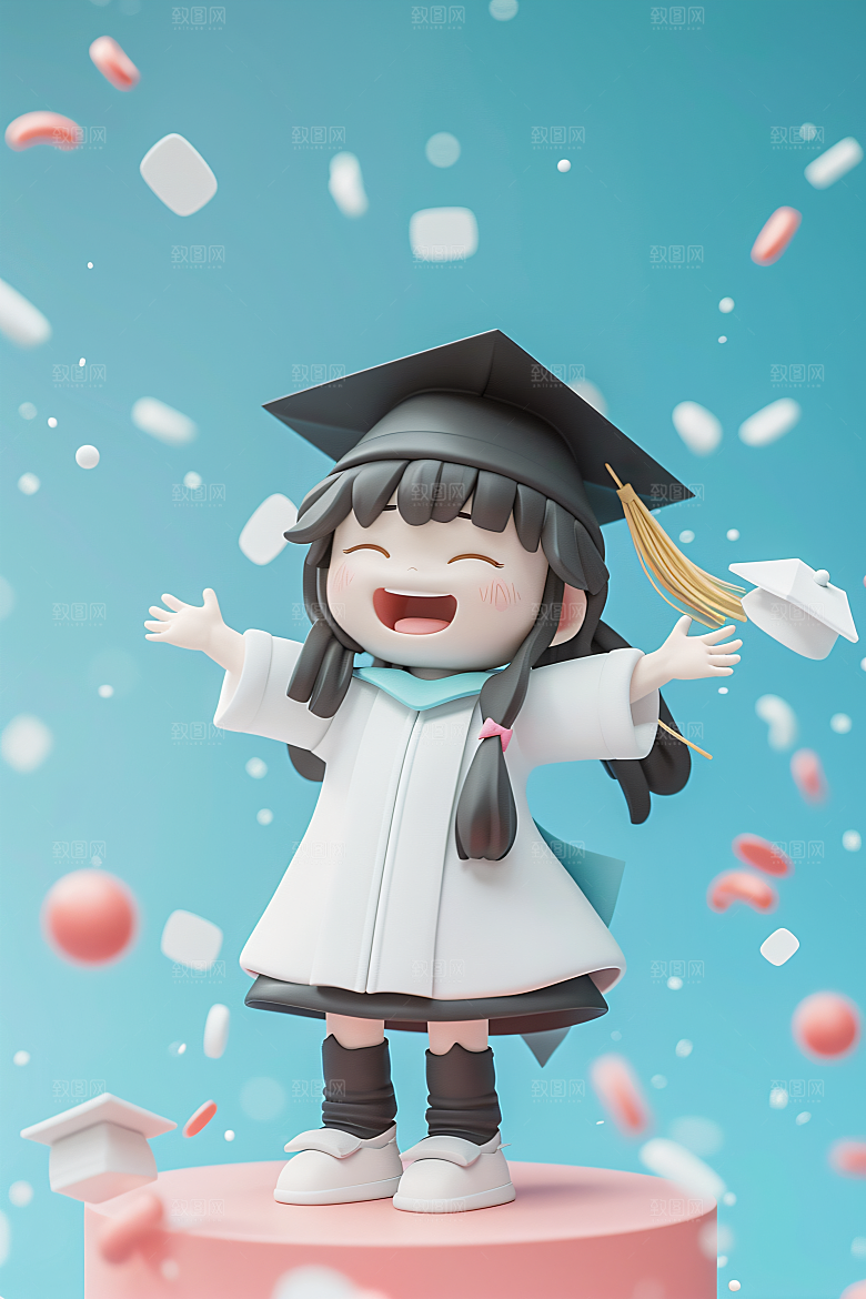 3D毕业生粘土人C4D模型