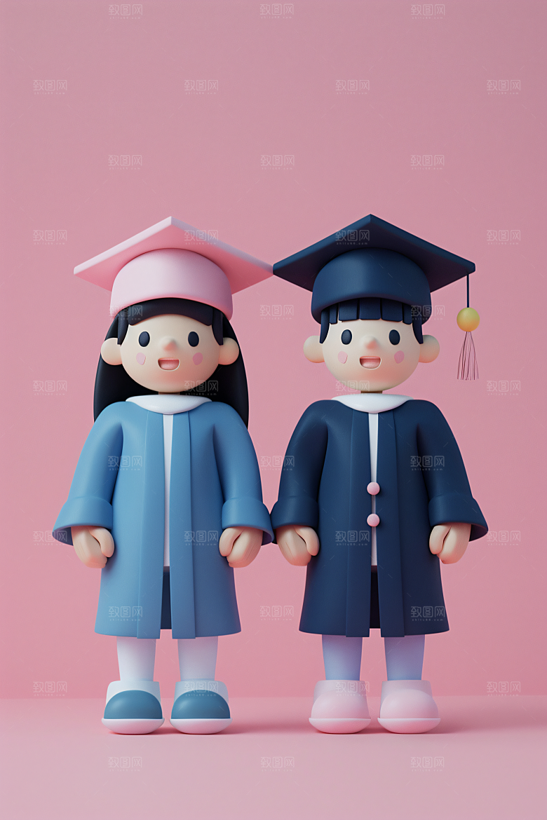 3D毕业生卡通高清模型