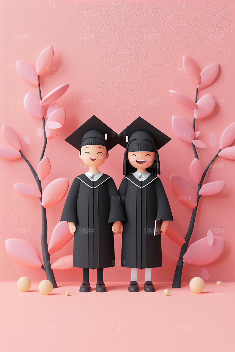 3D毕业生学生毕业季模型