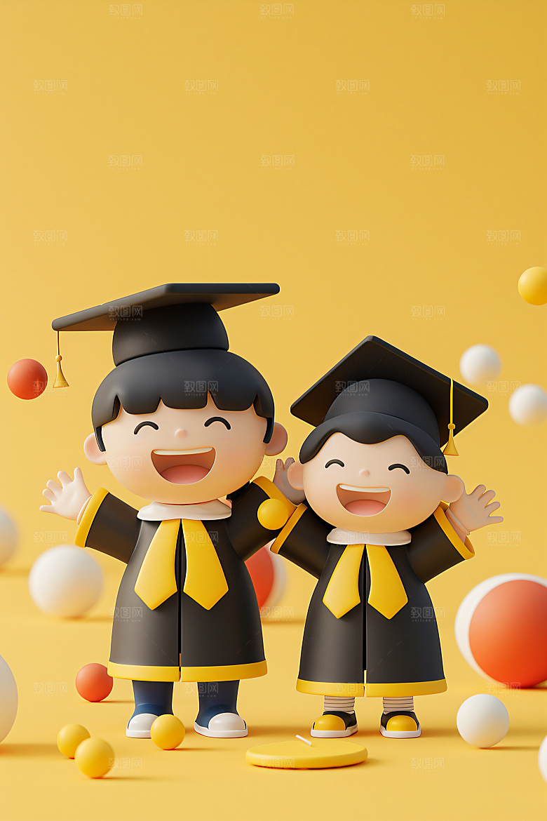 3D毕业生高清学生模型
