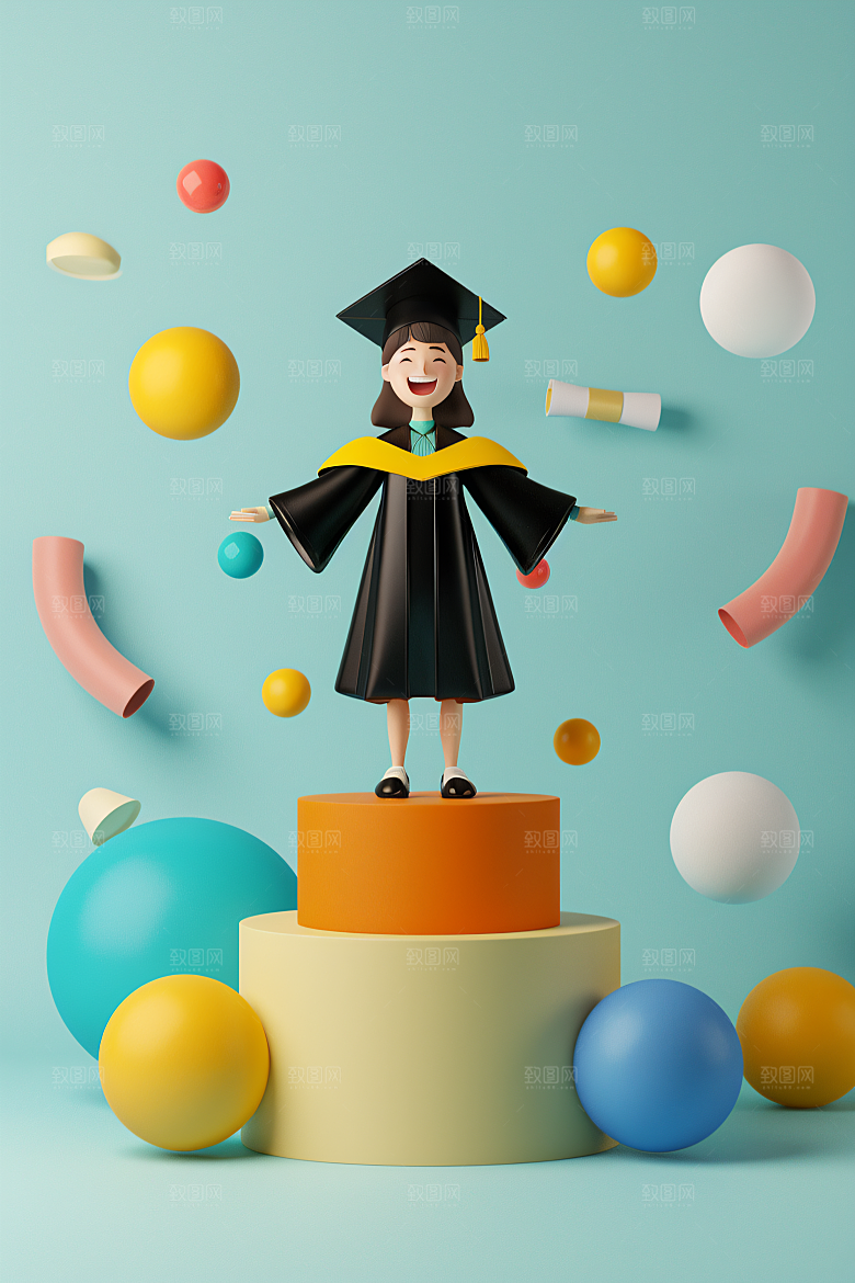 3D毕业生形象学生模型