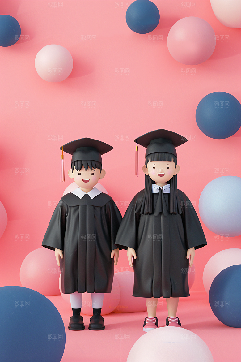 3D毕业生卡通肖像模型