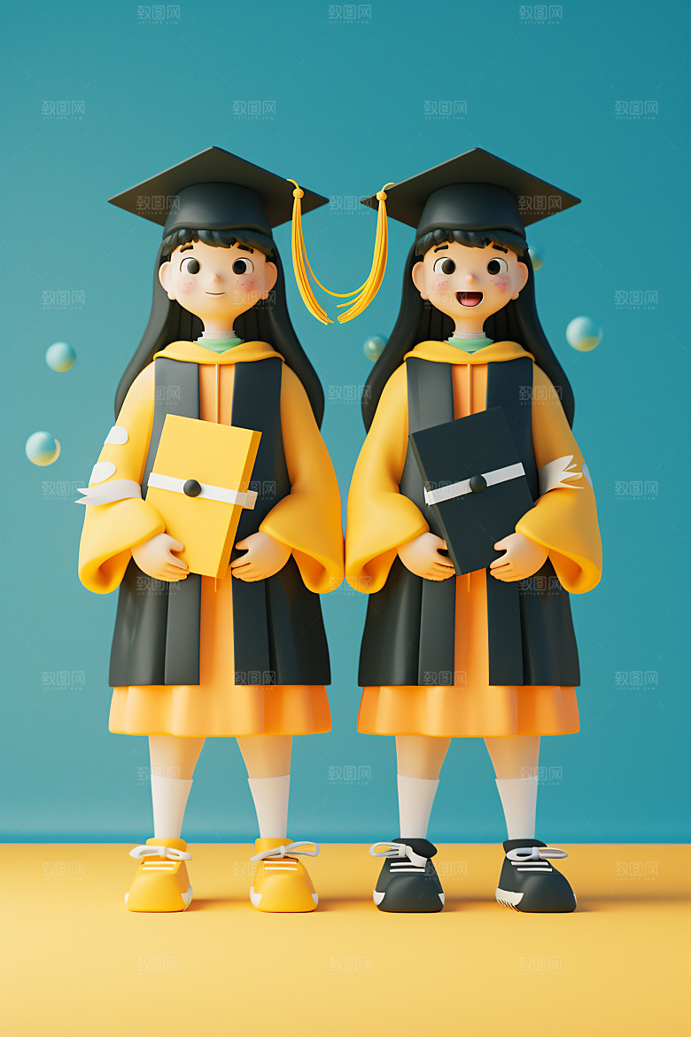 3D毕业生C4D纯色背景模型