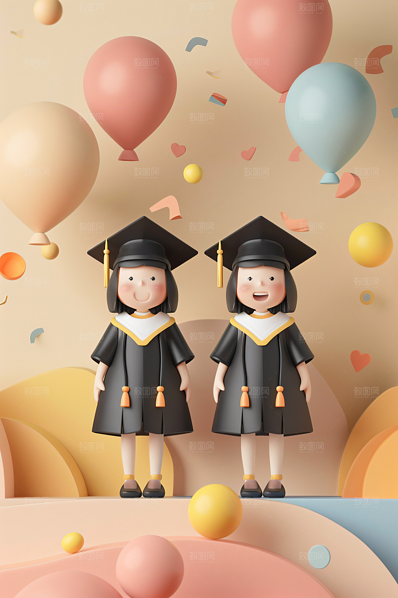 3D毕业生形象学生模型