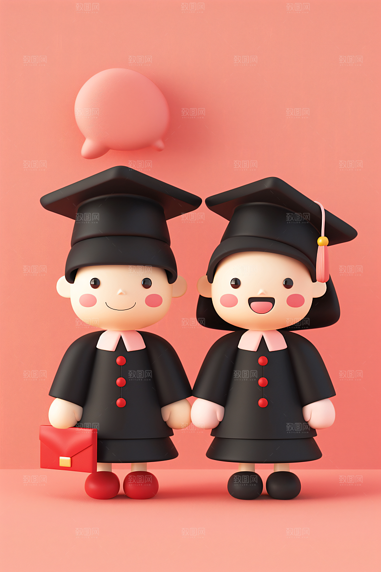 3D毕业生卡通毕业季模型