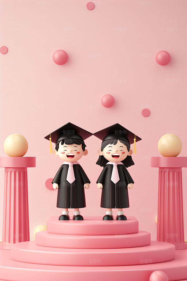 3D毕业生全身照学生模型