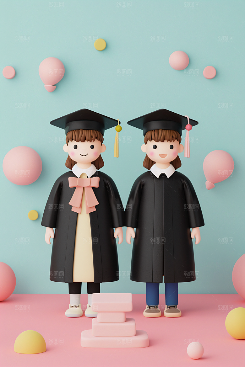 3D毕业生学生粘土人模型