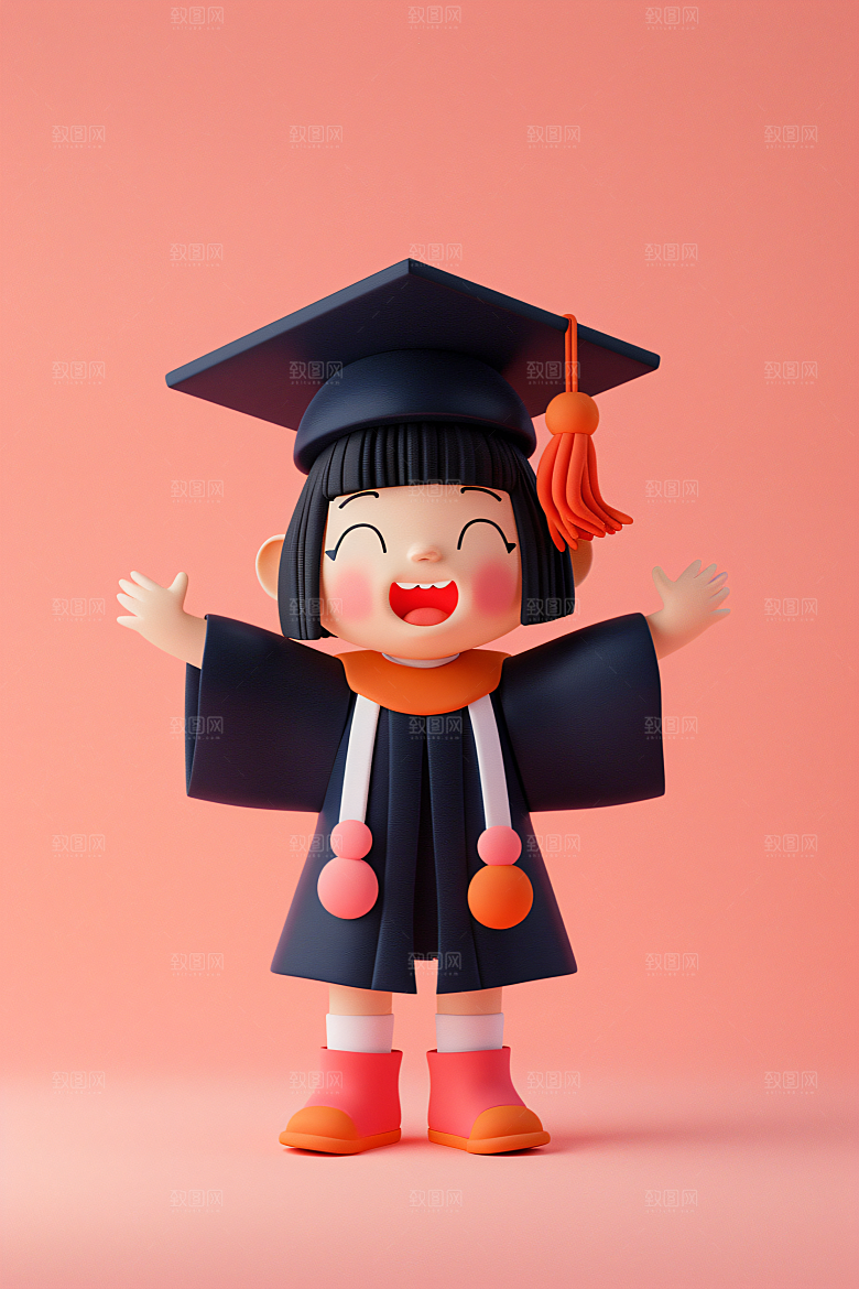 3D毕业生学生立体模型