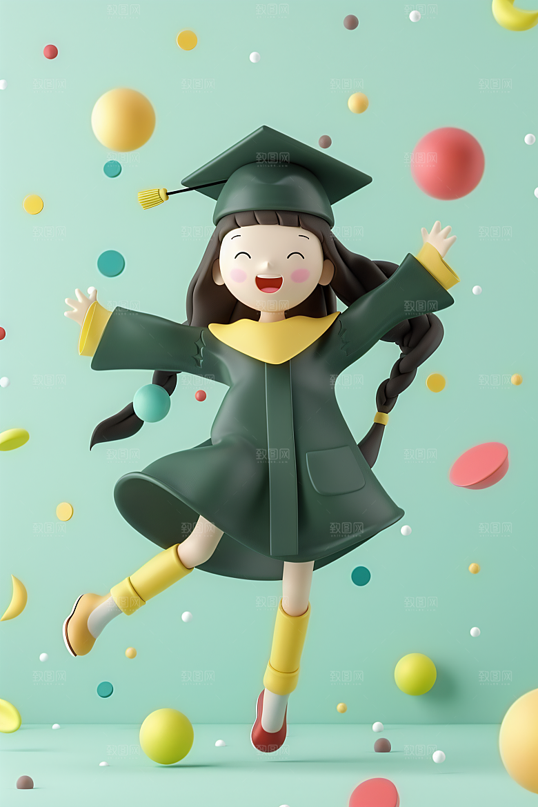 3D毕业生高清卡通模型
