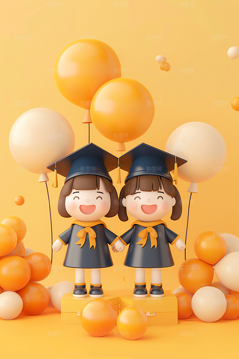 3D毕业生立体高清模型