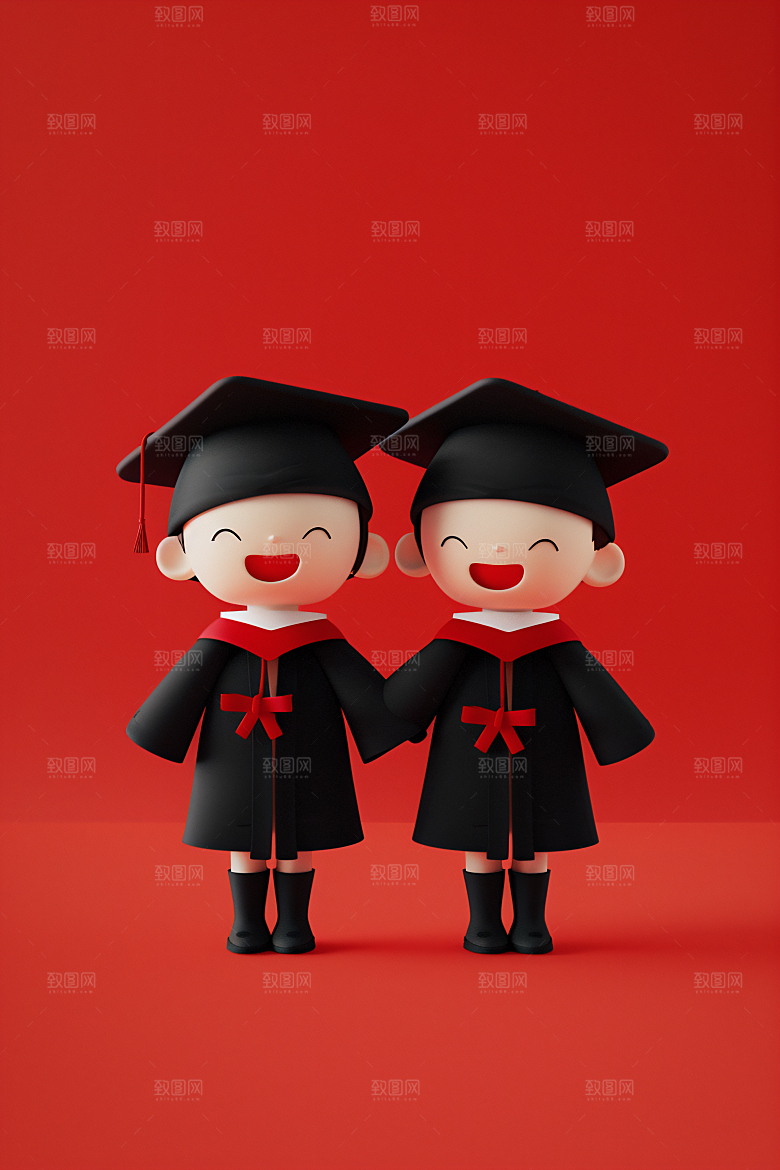 3D毕业生毕业季学生模型