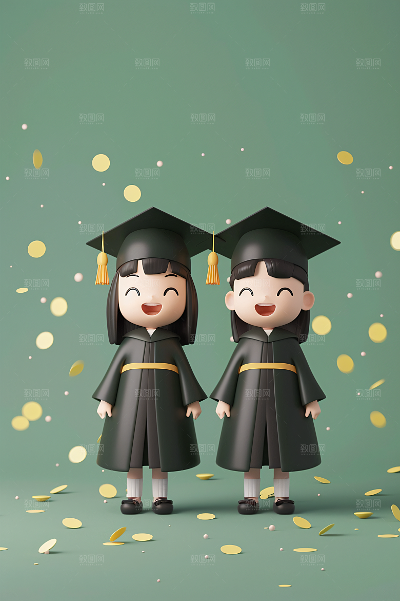3D毕业生学生毕业季模型