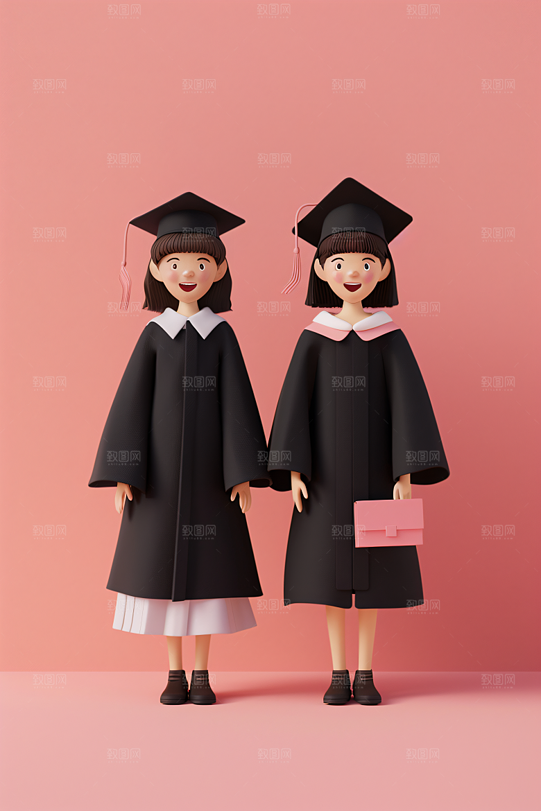 3D毕业生学生全身照模型