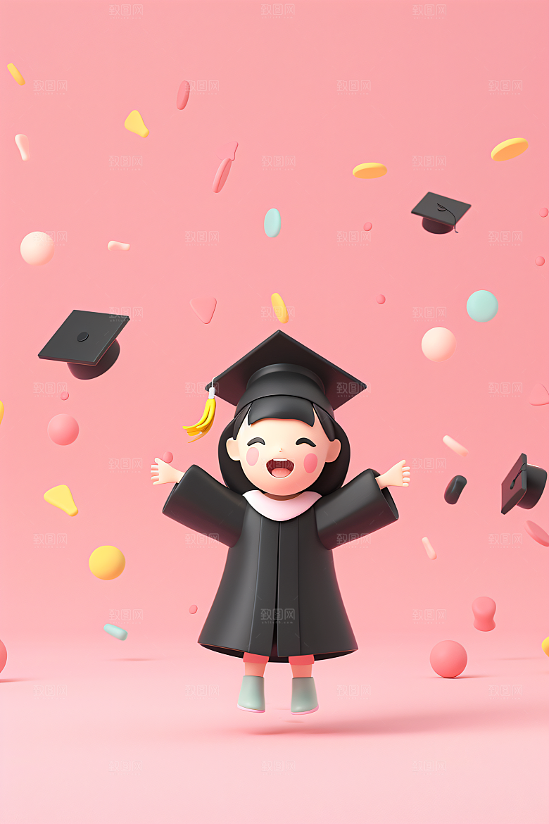 3D毕业生高清学生模型